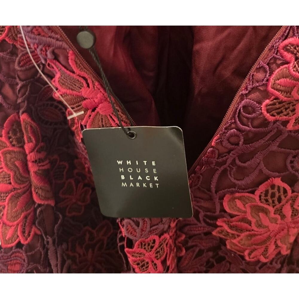 White House Black Market Lace Sleeveless Sheath Dress in Deep Red NWT Size 4 - Picture 4 of 5